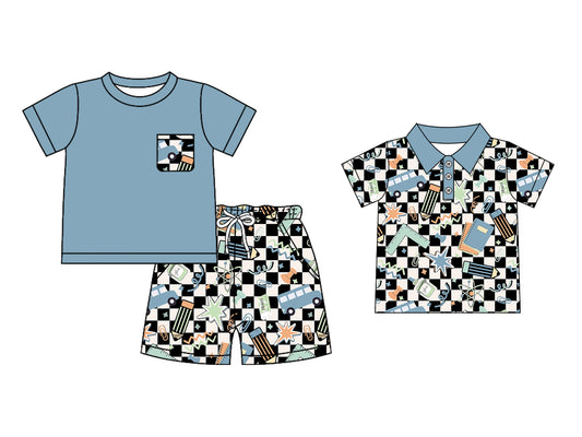 5.6 custom each style moq 5eta 4-6week Sibling Sister baby boy sets and top match family design
