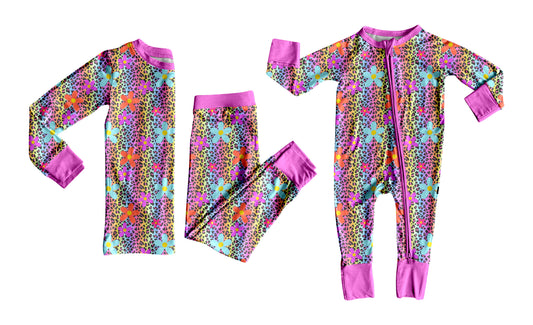 25.5.24 custom each style moq 5eta 4-6week Sibling Sisters leopard floral baby girl long sleeve pants sets and rompers match family design