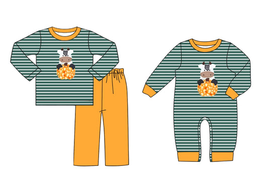 25.7.8 custom each style moq 5eta 4-6week Sibling Sister pumpkin baby boy long sleeve pants sets and rompers match family design