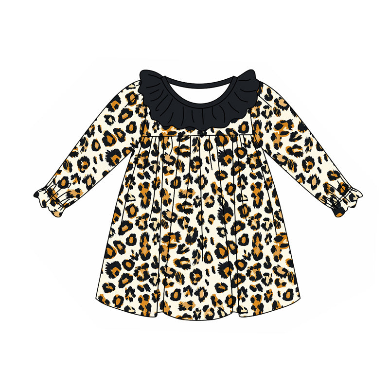 9.6 custom each style moq 5eta 4-6week Sibling Sister leopard black baby girl sets and dress and rompers match family design