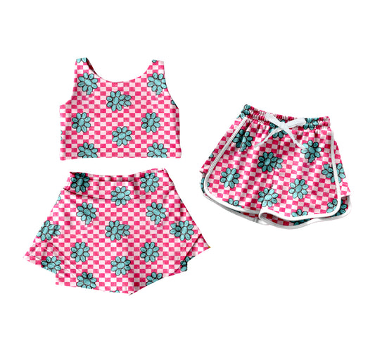 4.15 custom each style moq 5eta 4-6week Sibling Sister floral baby girls clothes Short sleeve yoga dress and shorts match family design