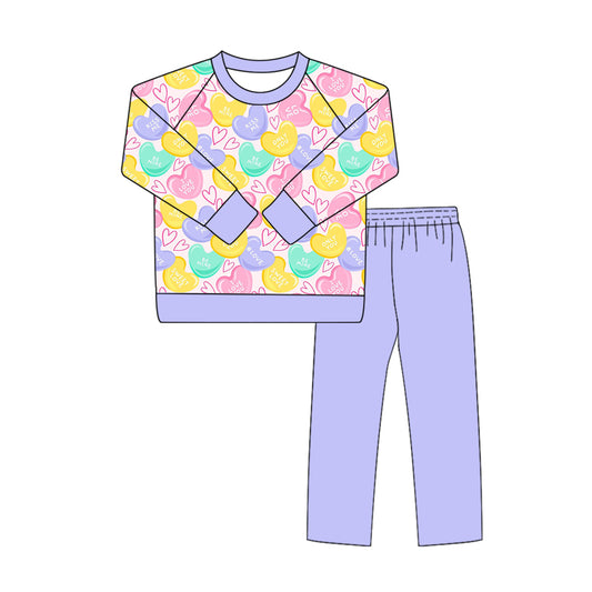 25.9.20 custom each style moq 8 eta 6-8week Sibling Sisters love bow baby girl long sleeve pants sets 1 and sets 4 match family design
