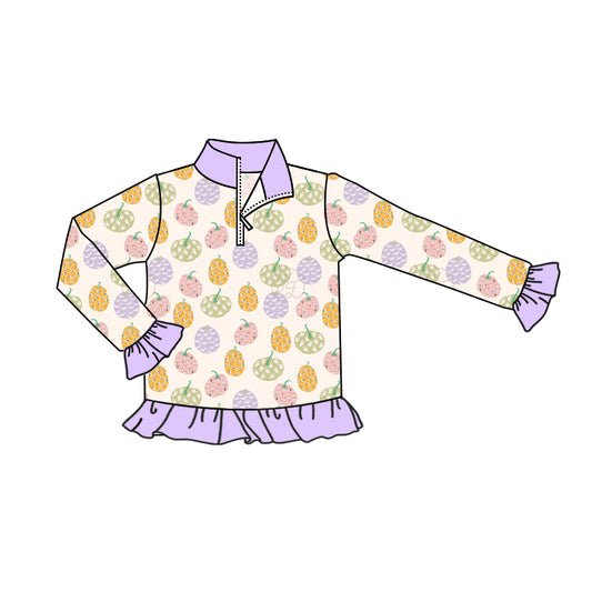 7.9 custom each style moq 5 eta 4-6week baby girls clothes pineapple purple long sleeve top