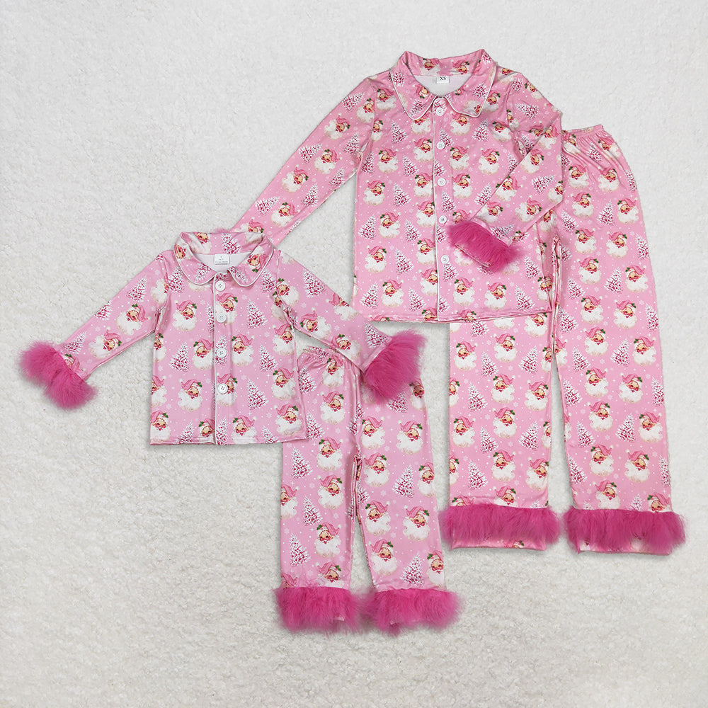 RTS NO MOQ Sibling baby girl clothes Christmas Plush long sleeve pants Sets and adult set