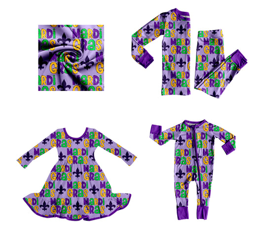 25.9.6 custom each style moq 5eta 4-6week Sibling Sisters mardi gras baby girl long sleeve pants sets and dress and rompers match family design