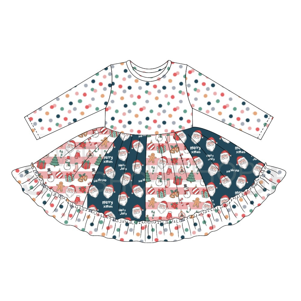 6.23 custom each style moq 5eta 4-6week baby girls clothes Christmas long sleeve girls dress