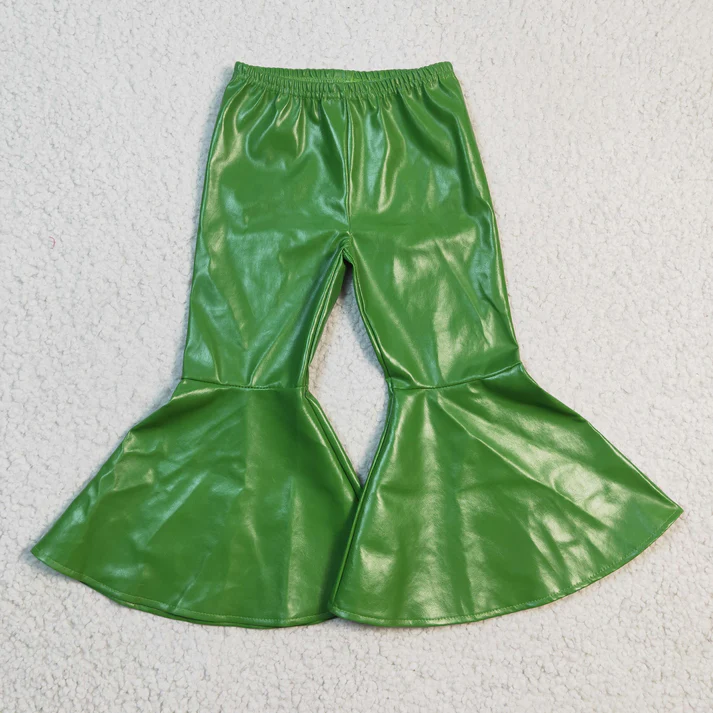 RTS NO MOQ Solid color leather flared pants