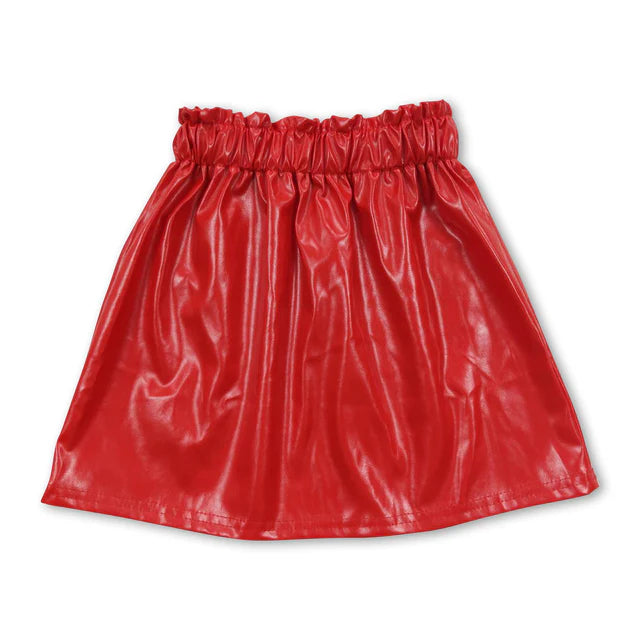 RTS NO MOQ Sibling Baby Girls Leather Skirts
