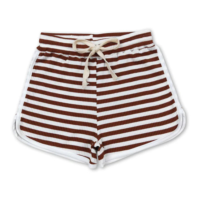 RTS NO MOQ Sibling Baby Girls Stripes Summer Sports Design Shorts