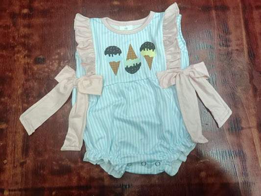 Custom moq 3 eta 6-7weeks baby girl clothes ice cream short sleeve romper