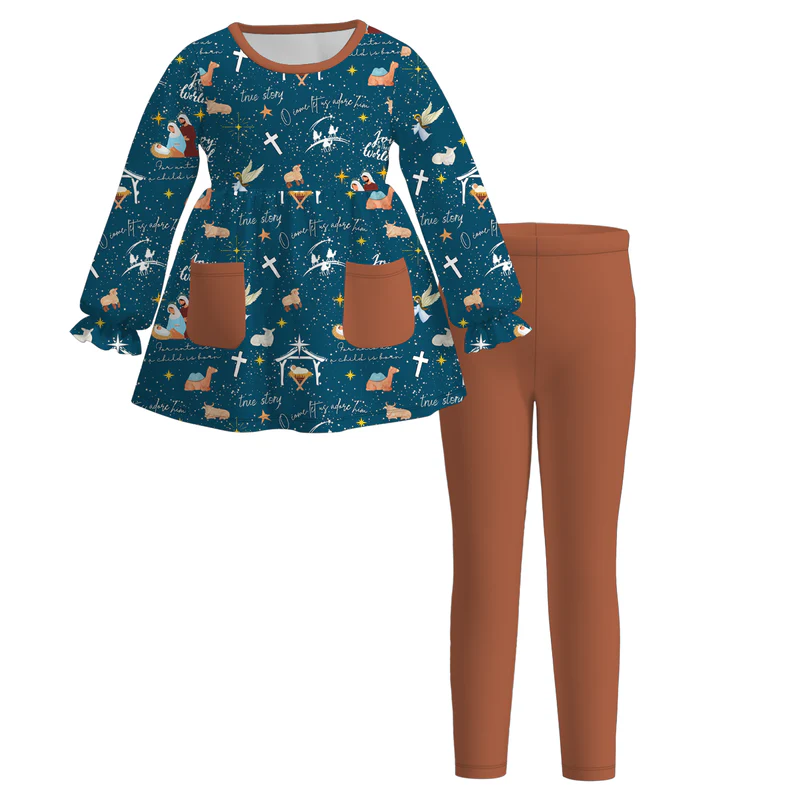 Custom moq 5 each style eta 6-7weeks baby girl clothes long sleeve pants sets 1 and sets 4-25.7.14