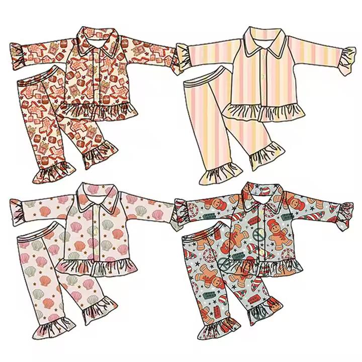 Custom moq 5 each style eta 6-7weeks bab girl clothes long sleeve pants sets 4-25.8.2