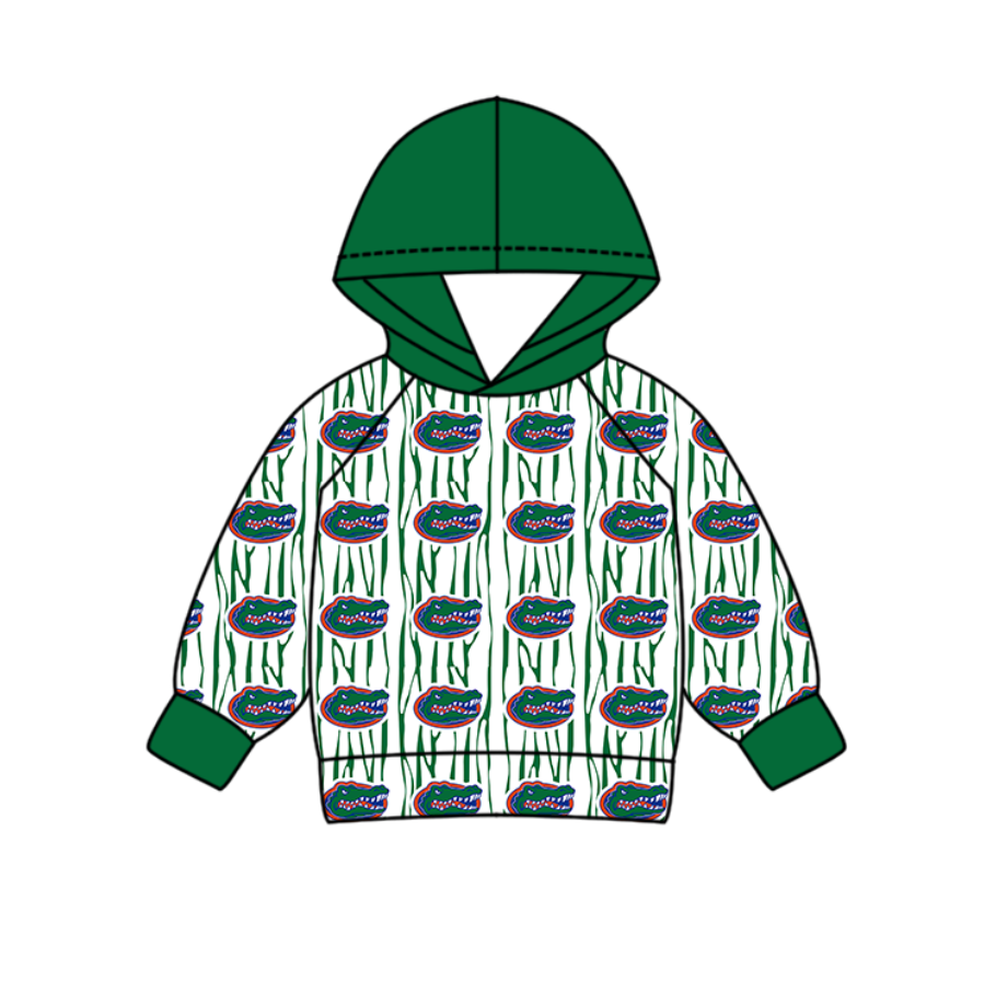 Custom moq 5 mix size milk silk summer team baby boys clothes green hooded long sleeve top-25.10.30