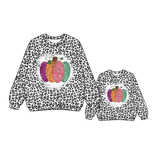 25.7.7 custom each style moq 5eta 4-6week Sibling Sister pumpkin long sleeve top and adult top match design