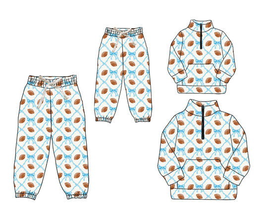 25.9.5 custom each style moq 5eta 4-6week Sibling Sister rugby bow baby long sleeve top and pant and adult top and adult pant match design