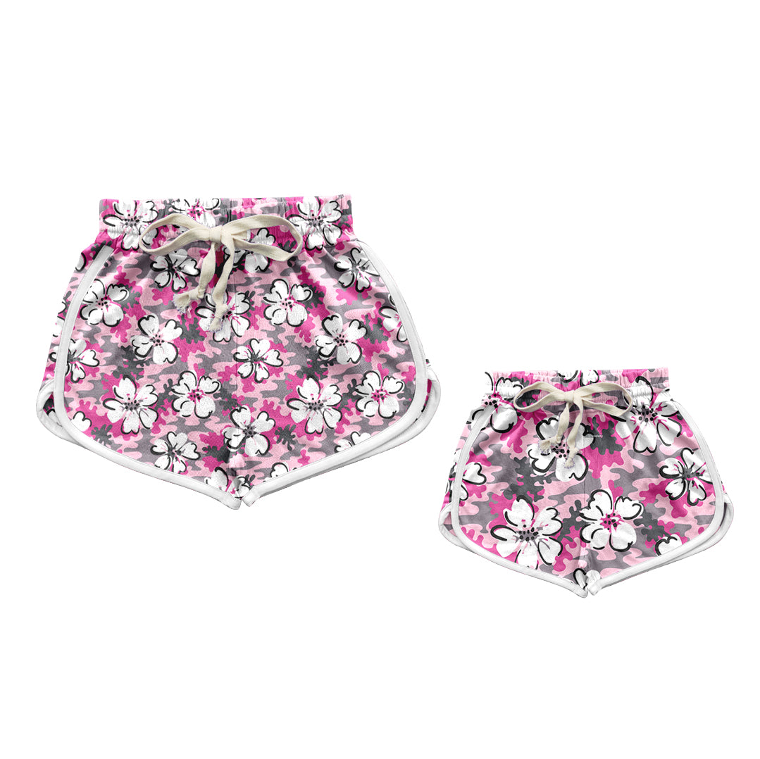 11.6 custom each style moq 5eta 4-6week Sibling Sister floral purple adult clothes and kids shorts and adult shorts match design