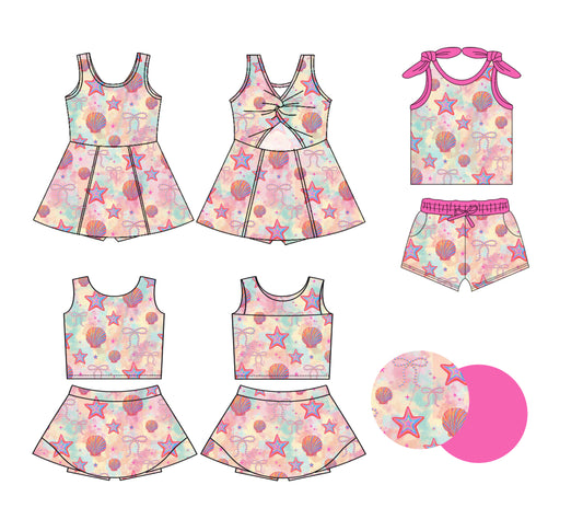 25.12.30 custom each style moq 5 eta 6-8week Sibling Sisters bow baby girl clothes short sleeve shorts sets and skirts set 2 and dress match family design