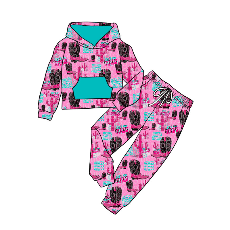 9.2 custom each style moq 5eta 4-6week baby girls clothes boots pink hat hooded long sleeve pants sets