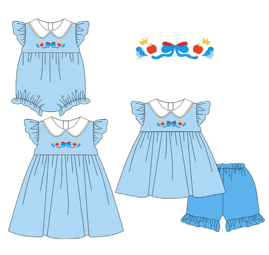 1.16 custom each style moq 5eta 4-6week Sibling Sisters bow baby girl short sleeve shorts sets and dress and rompers match family design