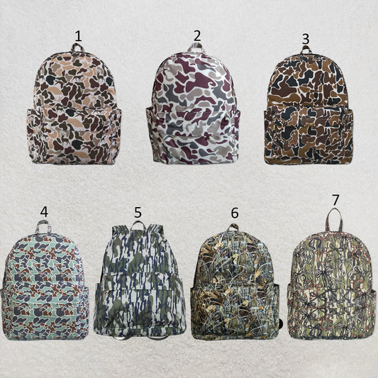 RTS NO MOQ Sibling Bags Baby Kids Camo Print Zip Pocket Backpack Back To School Bag