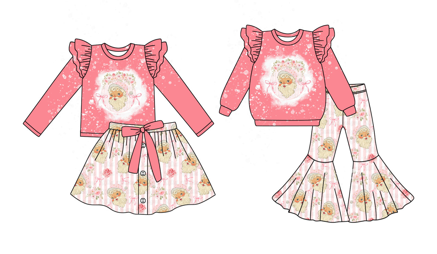 25.5.19 custom each style moq 5eta 4-6week Sibling Sisters Christmas pink baby girl long sleeve pants sets and dress match family design