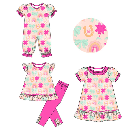 25.9.18 custom each style moq 8 eta 6-8week Sibling Sisters bow baby girl short sleeve pants sets and dress and rompers match family design