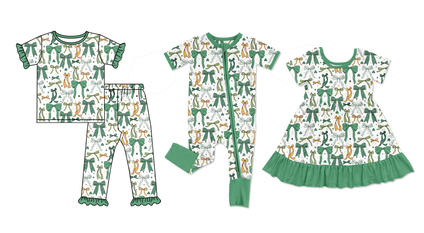 25.10.4 custom each style moq 8 eta 6-8week Sibling Sisters bow baby girl short sleeve pants sets and dress and rompers match family design