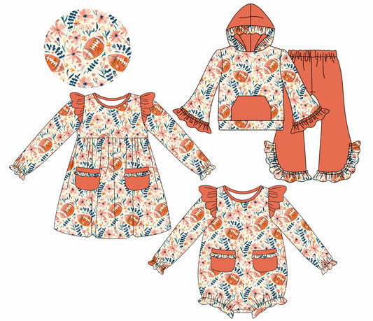 25.8.4 custom each style moq 5eta 4-6week Sibling Sisters rugby bow baby girl long sleeve pants sets and dress and rompers match family design