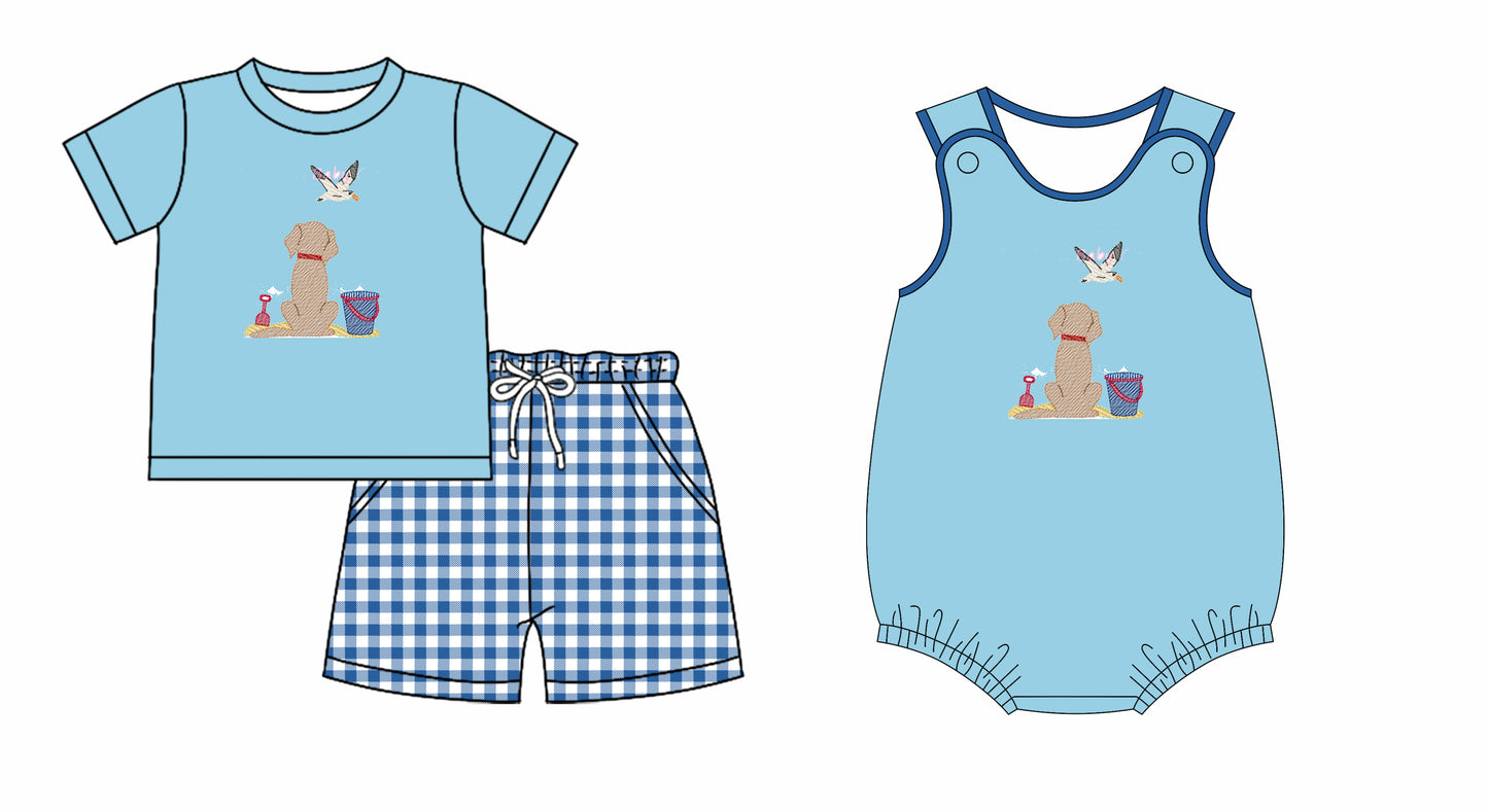 25.10.23 custom each style moq 5 eta 6-8 week Sibling Sister puppy duck baby boy short sleeve shorts sets and boy rompers match family design