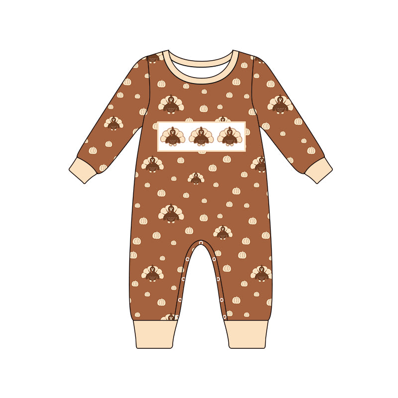 5.25 custom each style moq 5eta 4-5week Sibling Sister turkey brown pants boys outfits and romper match family design