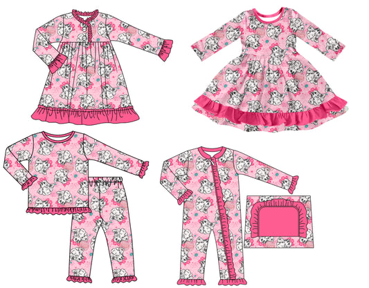 25.7.3 custom each style moq 5 eta 4-6week Sibling Sisters Christmas baby girl long sleeve pants sets and romper and dress 1 and dress 2 match family design