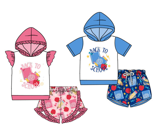 4.17 custom each style moq 5eta 4-6week Sibling Sister back to school baby boy short sleeve set 1 and set 2 match design