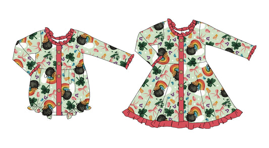 25.9.11 custom each style moq 5eta 4-6week Sibling Sisters bow baby girl long sleeve dress and rompers match family design