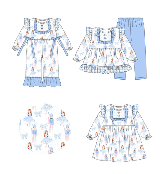 25.7.26 custom each style moq 5eta 4-6week Sibling Sisters Christmas baby girl long sleeve pants sets and dress and rompers match family design