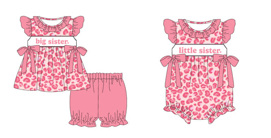 12.27 custom each style moq 5eta 4-6week Sibling Sister big sister baby girl short sleeve shorts sets and rompers match design