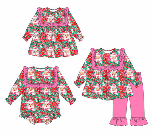 25.5.13 custom each style moq 5eta 4-6week Sibling Sisters Christmas baby girl long sleeve pants sets and dress and rompers match family design