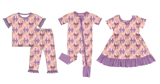 25.9.13 custom each style moq 5eta 6-8week Sibling Sisters bow baby girl short sleeve pants sets and dress and rompers match family design