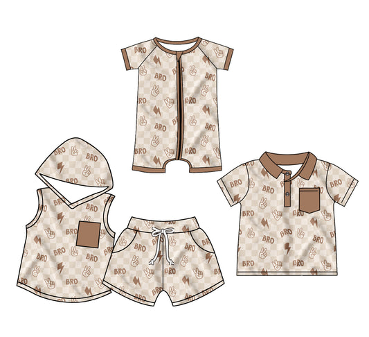 11.20 custom each style moq 5eta 4-6week Sibling Sister BRO baby boy short sleeve shorts sets and boy romper and top match design