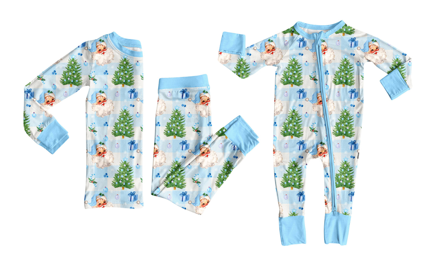 25.7.1 custom each style moq 5eta 4-6week Sibling Sisters Christmas trees blue baby boy long sleeve pants sets and rompers match family design