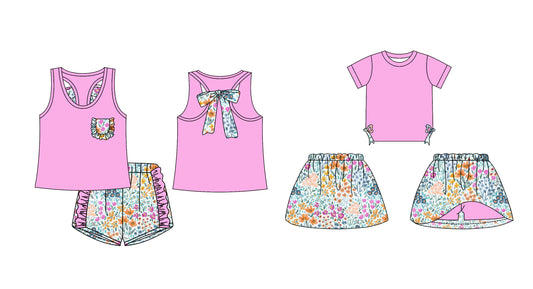 12.13 custom each style moq 5eta 4-6week Sibling Sister floral baby girl short sleeve shorts sets and dresses match design
