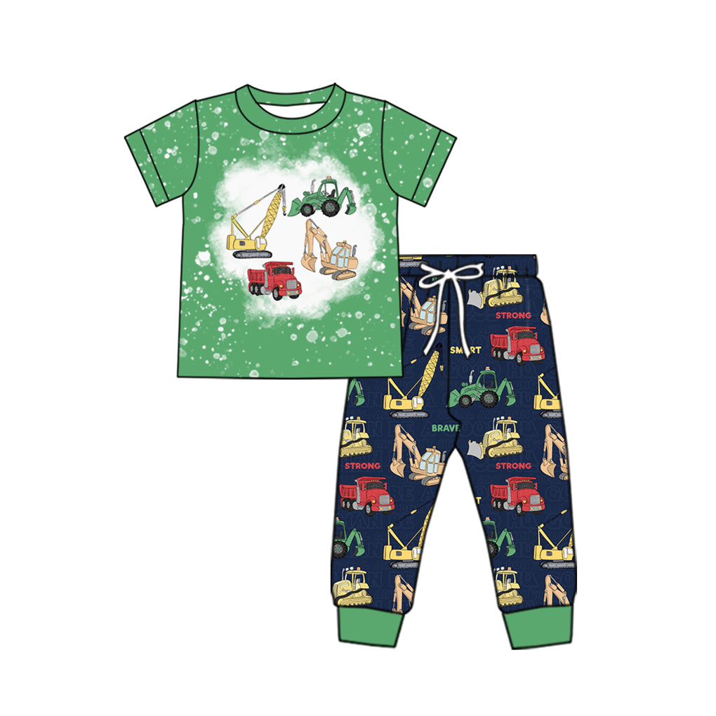 10.17 custom each style moq 5eta 4-6week baby boys clothes SMART green short sleeve pants sets