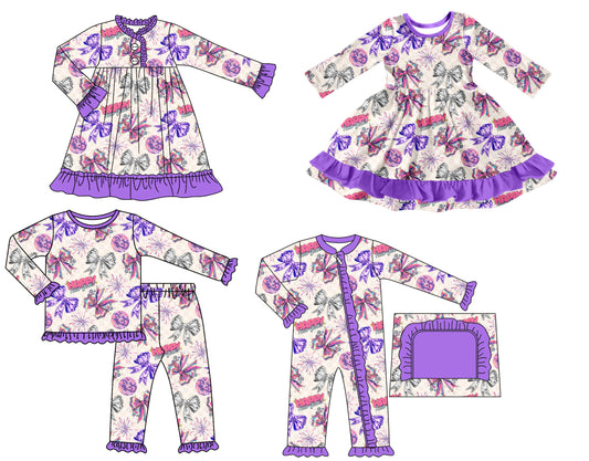 25.7.4 custom each style moq 5 eta 4-6week Sibling Sisters bow baby girl long sleeve pants sets and romper and dress 1 and dress 2 match family design