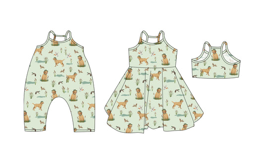 3.20 custom each style moq 5eta 4-6week Sibling Sisters puppy duck baby girl short sleeve dress and rompers match family design