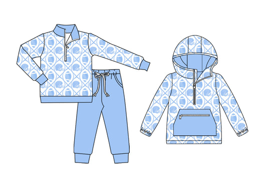 25.8.20 custom each style moq 5eta 4-6week Sibling Sisters rugby bow blue baby girl long sleeve pants sets and top match family design