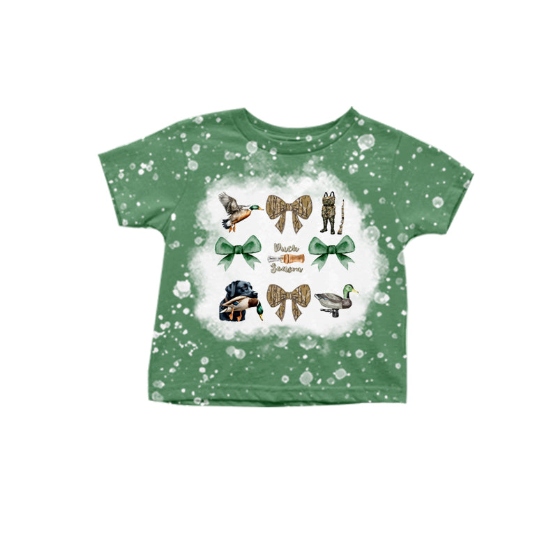 8.27 custom each style moq 5 eta 4-6week baby boy clothes bow ducks green short sleeve top