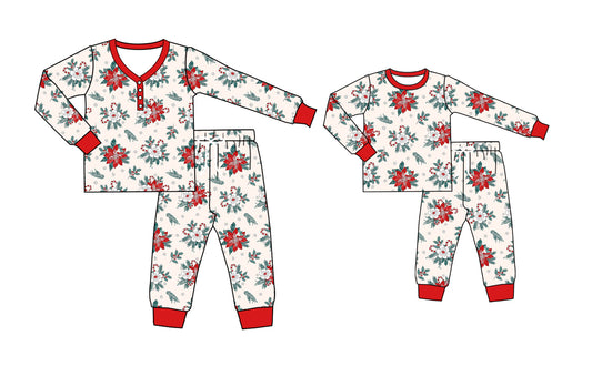 25.7.2 custom each style moq 5eta 4-6week Sibling Sister Christmas long sleeve pants sets and adult sets match design