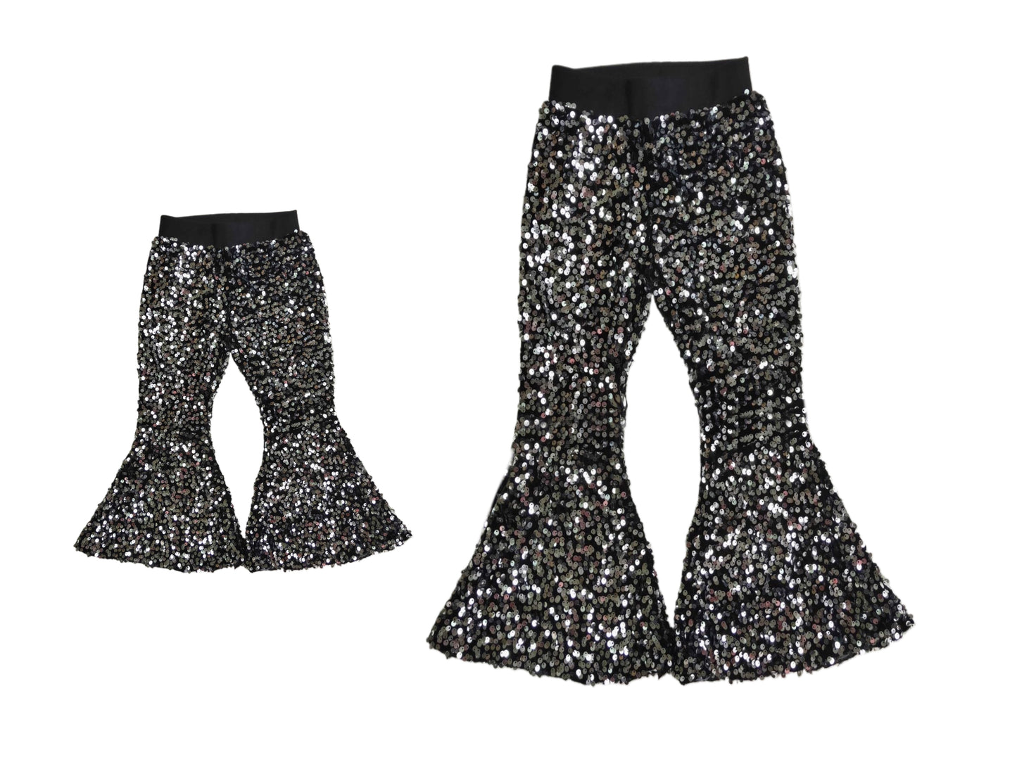 7.4 custom each style moq 5eta 4-6week black sequined kids pants and adult pants