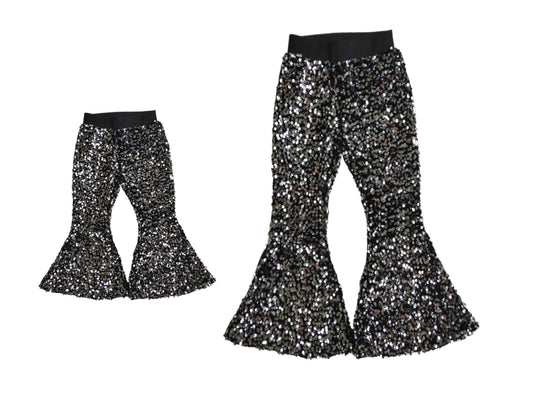 7.4 custom each style moq 5eta 4-6week black sequined kids pants and adult pants