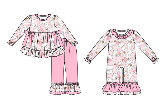 25.7.28 custom each style moq 5eta 4-6week Sibling Sister Christmas baby girl long sleeve pants sets and rompers match family design