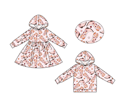 25.6.21 custom each style moq 5eta 4-6week Sibling Sisters boots baby girls long sleeve dress and top match family design